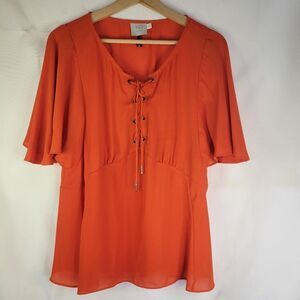 HD In Paris Orange Peplum Blouse